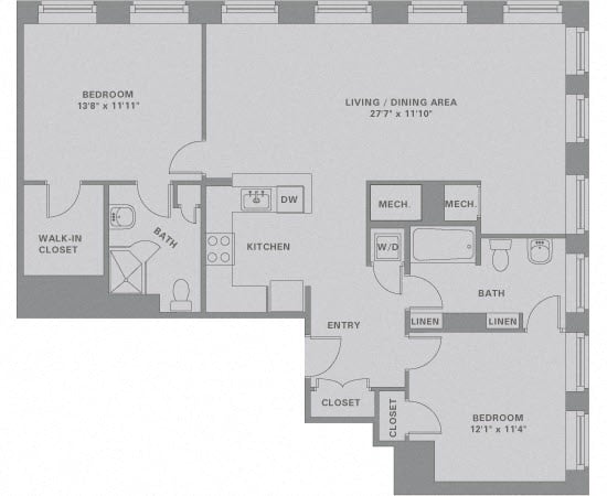 Floorplan for Apartment #02-721, 2 bedroom unit at Halstead Haverhill
